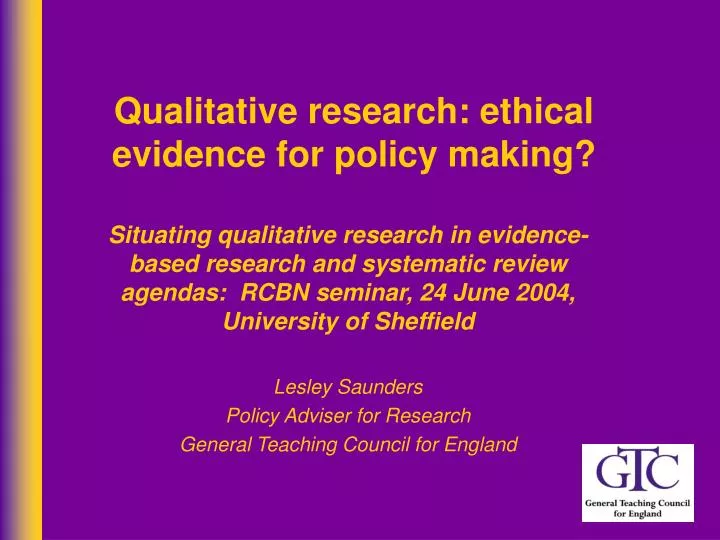qualitative research ethical evidence for policy making