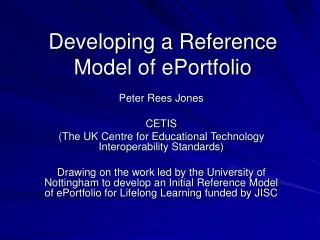 Developing a Reference Model of ePortfolio