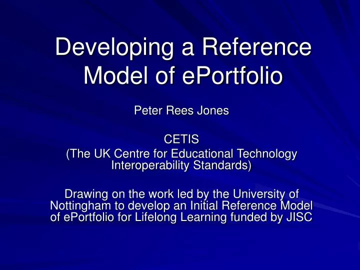 developing a reference model of eportfolio