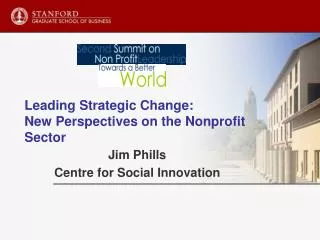Leading Strategic Change: New Perspectives on the Nonprofit Sector