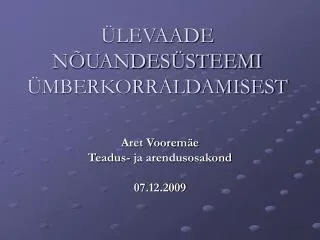 levaade n uandes steemi mberkorraldamisest