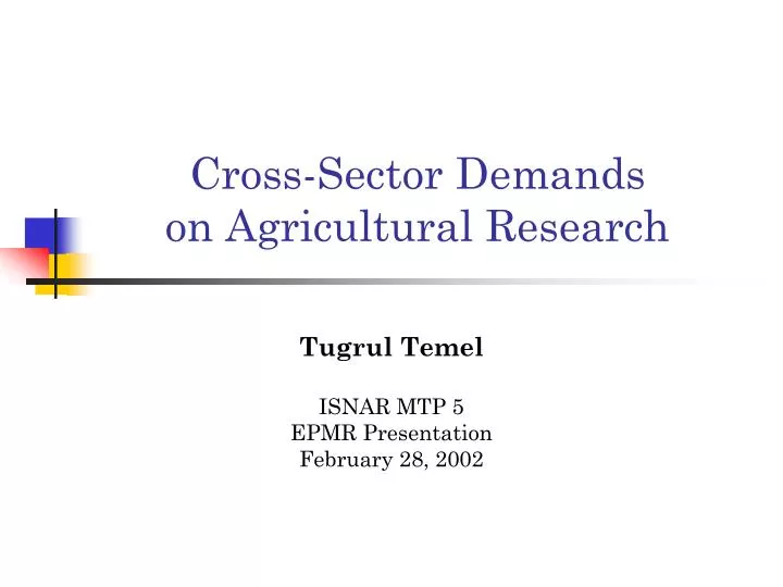 cross sector demands on agricultural research