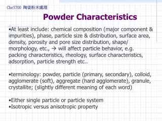 Powder Characteristics