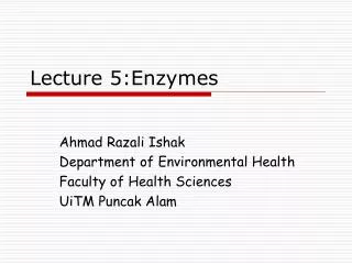 Lecture 5:Enzymes
