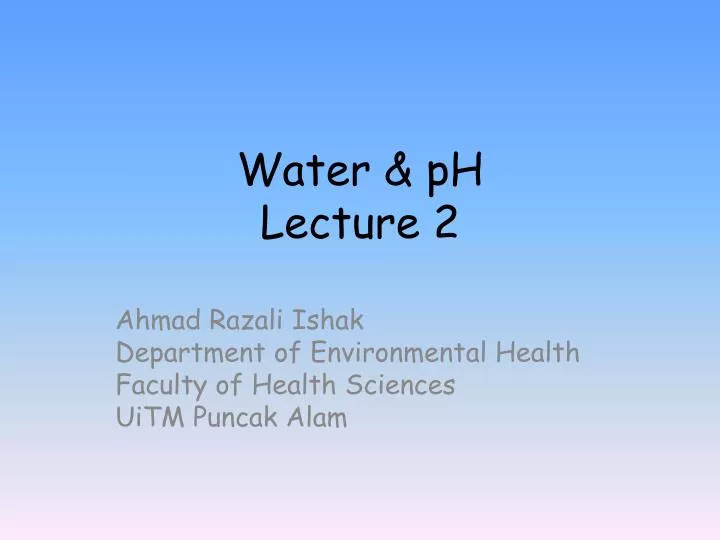 water ph lecture 2