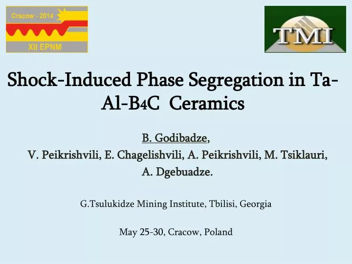 shock induced phase segregation in ta al b 4 c ceramics