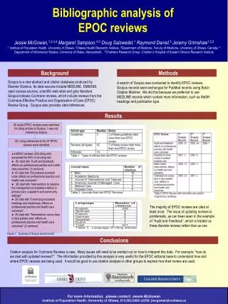 Bibliographic analysis of EPOC reviews