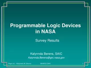 Programmable Logic Devices in NASA