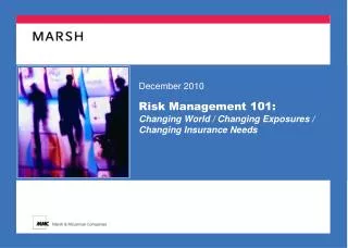 Risk Management 101: Changing World / Changing Exposures / Changing Insurance Needs