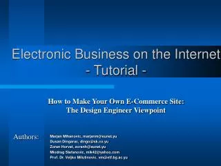 Electronic Business on the Internet - Tutorial -