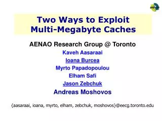 Two Ways to Exploit Multi-Megabyte Caches