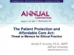 Ethical Challenges of the Affordable Care Act for Psychologists in Integrated Care Settings - slide 1