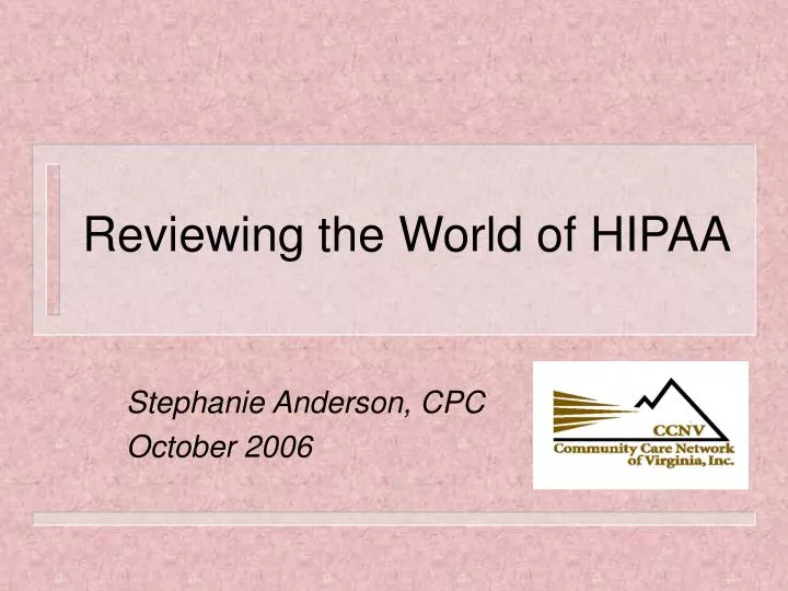 reviewing the world of hipaa