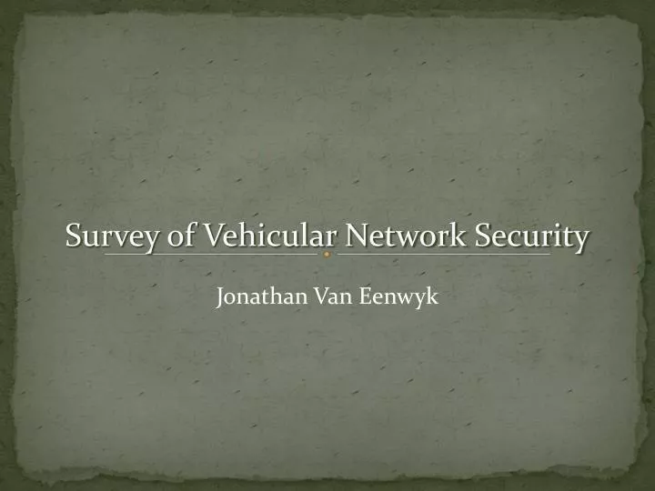survey of vehicular network security