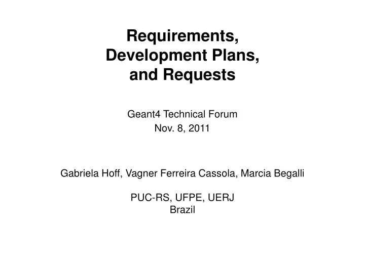 requirements development plans and requests