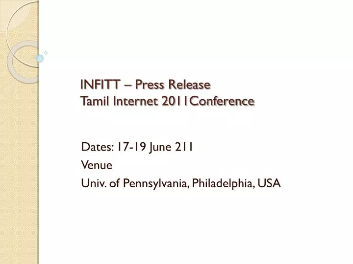 infitt press release tamil internet 2011conference