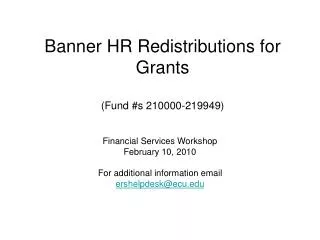 Banner HR Redistributions for Grants (Fund #s 210000-219949)
