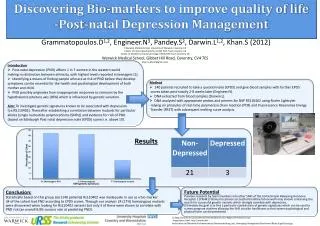 Discovering Bio-markers to improve quality of life -Post-natal Depression Management