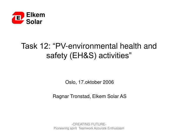 task 12 pv environmental health and safety eh s activities