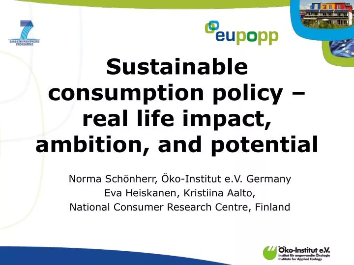 sustainable consumption policy real life impact ambition and potential