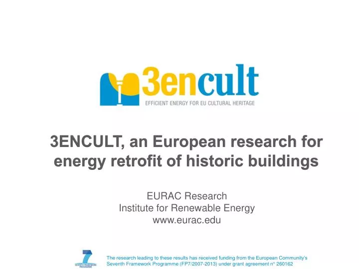3encult an european research for energy retrofit of historic buildings