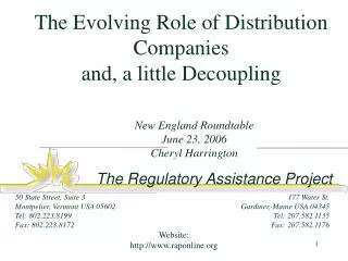The Evolving Role of Distribution Companies and, a little Decoupling