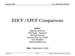 EDCF / EPCF Comparisons