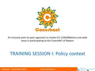 TRAINING SESSION I: Policy context