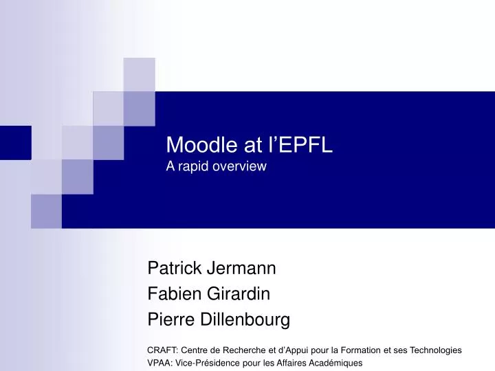 moodle at l epfl a rapid overview