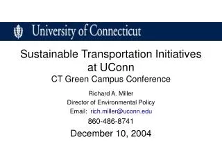 Sustainable Transportation Initiatives at UConn CT Green Campus Conference