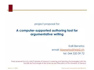 project proposal for A computer-supported authoring tool for argumentative writing