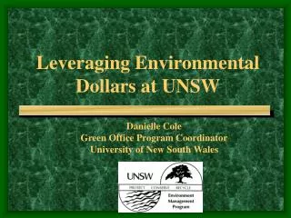 Leveraging Environmental Dollars at UNSW