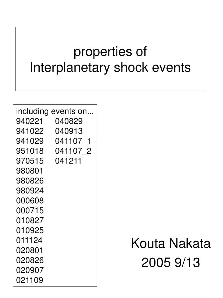 properties of interplanetary shock events