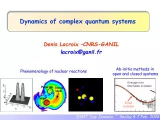 Dynamics of complex quantum systems