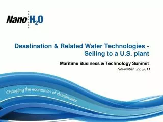 Desalination &amp; Related Water Technologies - Selling to a U.S. plant