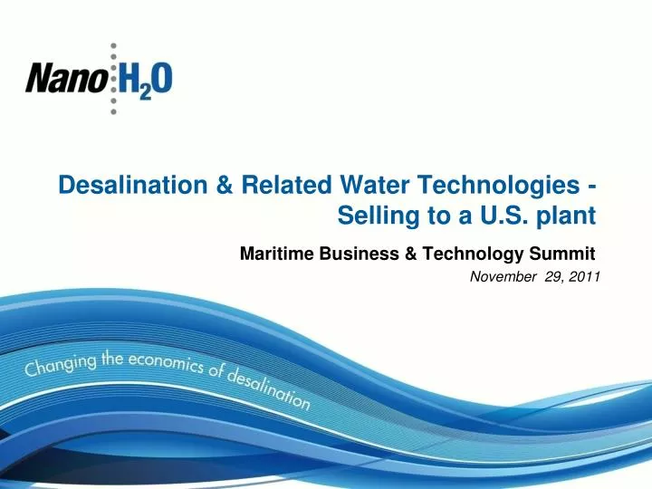 desalination related water technologies selling to a u s plant