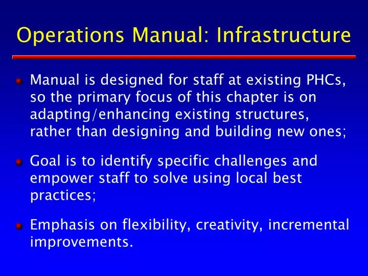 operations manual infrastructure