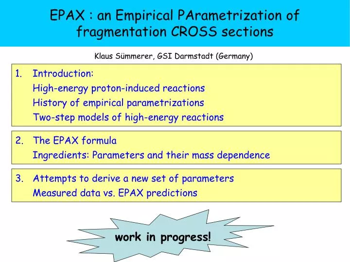 epax an empirical parametrization of fragmentation cross sections