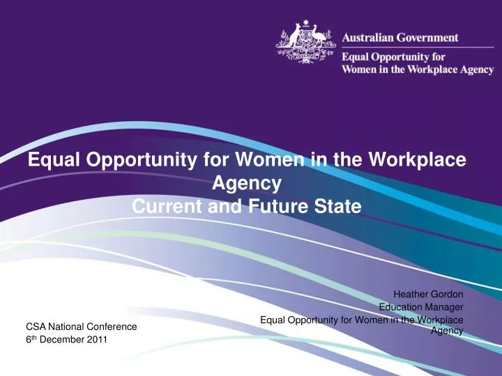 equal opportunity for women in the workplace agency current and future state