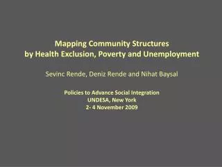 Mapping Community Structures by Health Exclusion, Poverty and Unemployment