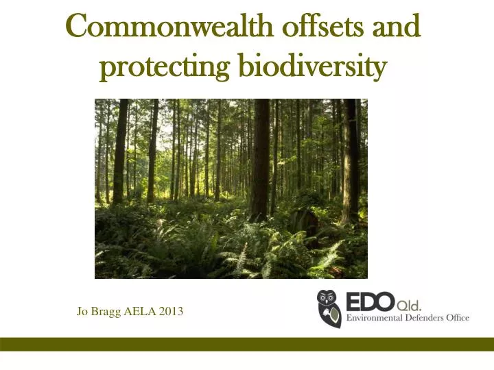 commonwealth offsets and protecting biodiversity