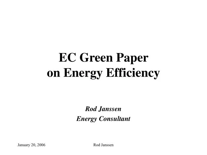 ec green paper on energy efficiency