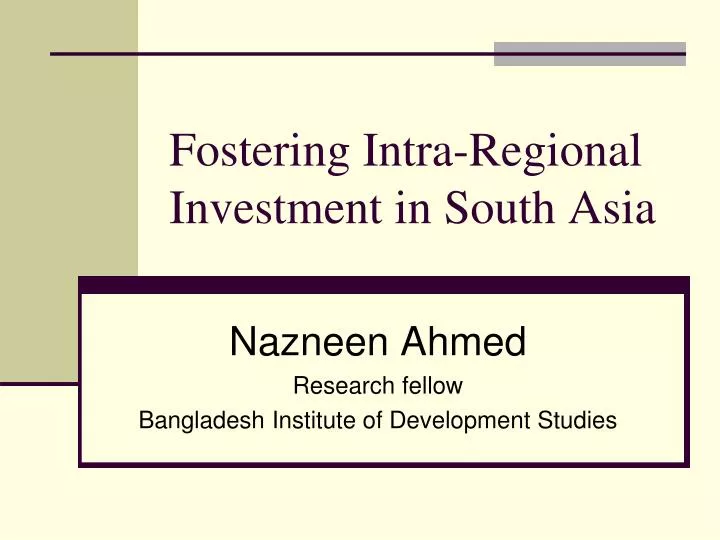 fostering intra regional investment in south asia
