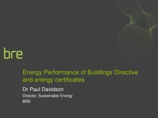Energy Performance of Buildings Directive and energy certificates