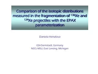 Daniela Henzlova GSI-Darmstadt, Germany NSCL-MSU, East Lansing, Michigan