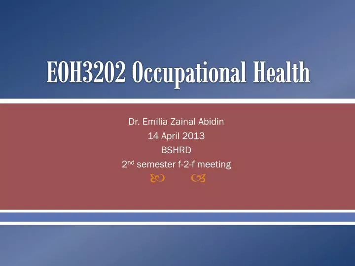 eoh3202 occupational health