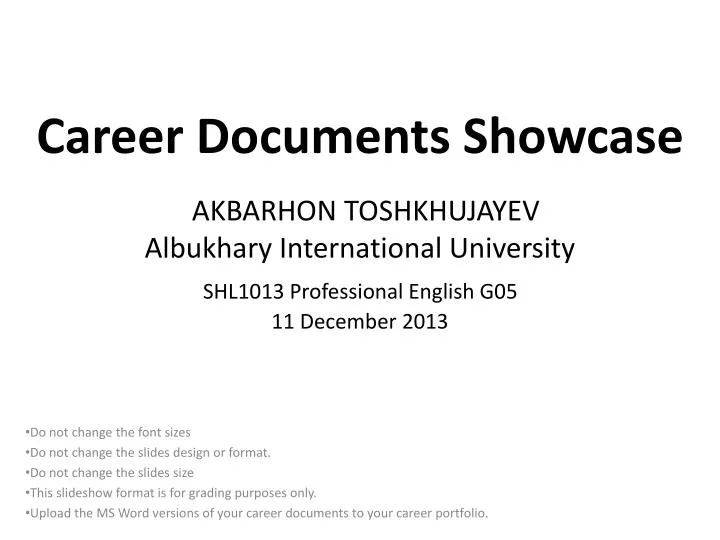 career documents showcase