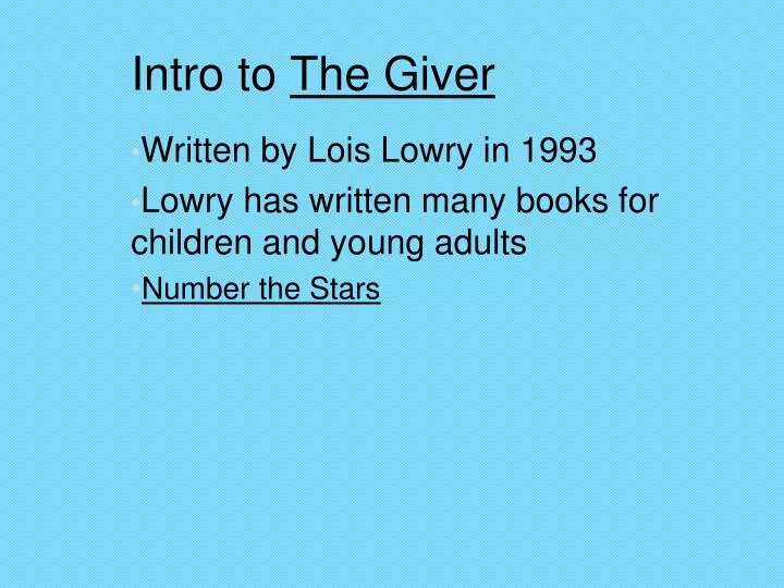 intro to the giver