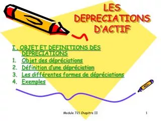 les depreciations d actif
