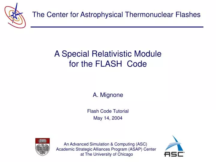 a special relativistic module for the flash code